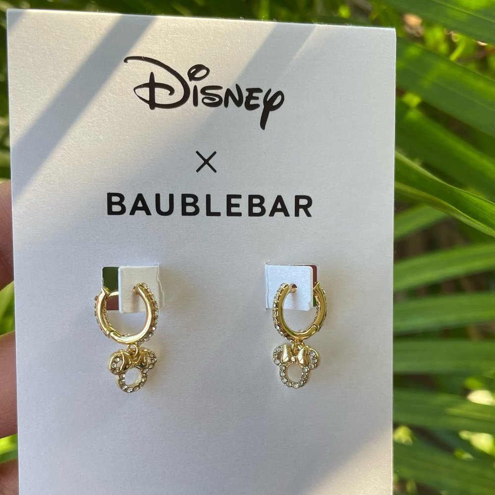 Minnie Mouse Disney 18K Gold Plated Sterling Silver Huggie Charm Earrings